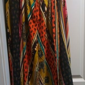 Multi pattern long flowy skirt